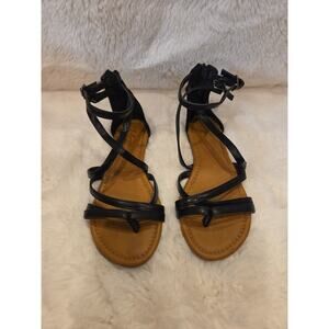 Luffymomo Women's Gladiator Strap Sandals Flat Fisherman Thong Cross, Size 6